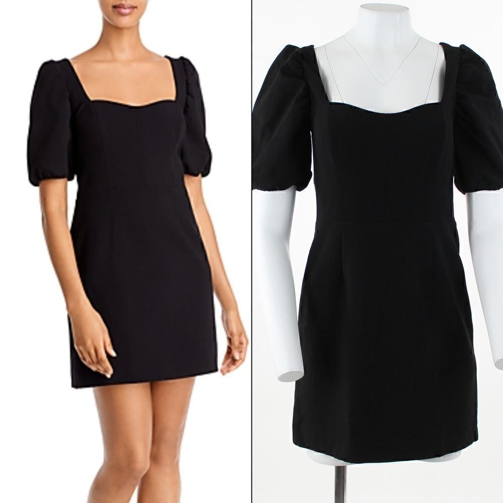 French Connection Whisper Back Cutout A-Line Dress in Black